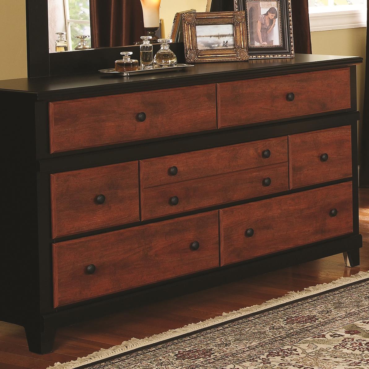 Perdue 49000 Series Rustic Black & Cinnamon 7Drawer Dresser Rune's